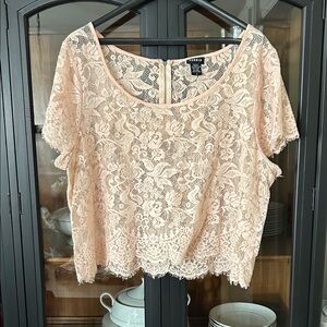 Torrid Light Pink Floral Lace Blouse